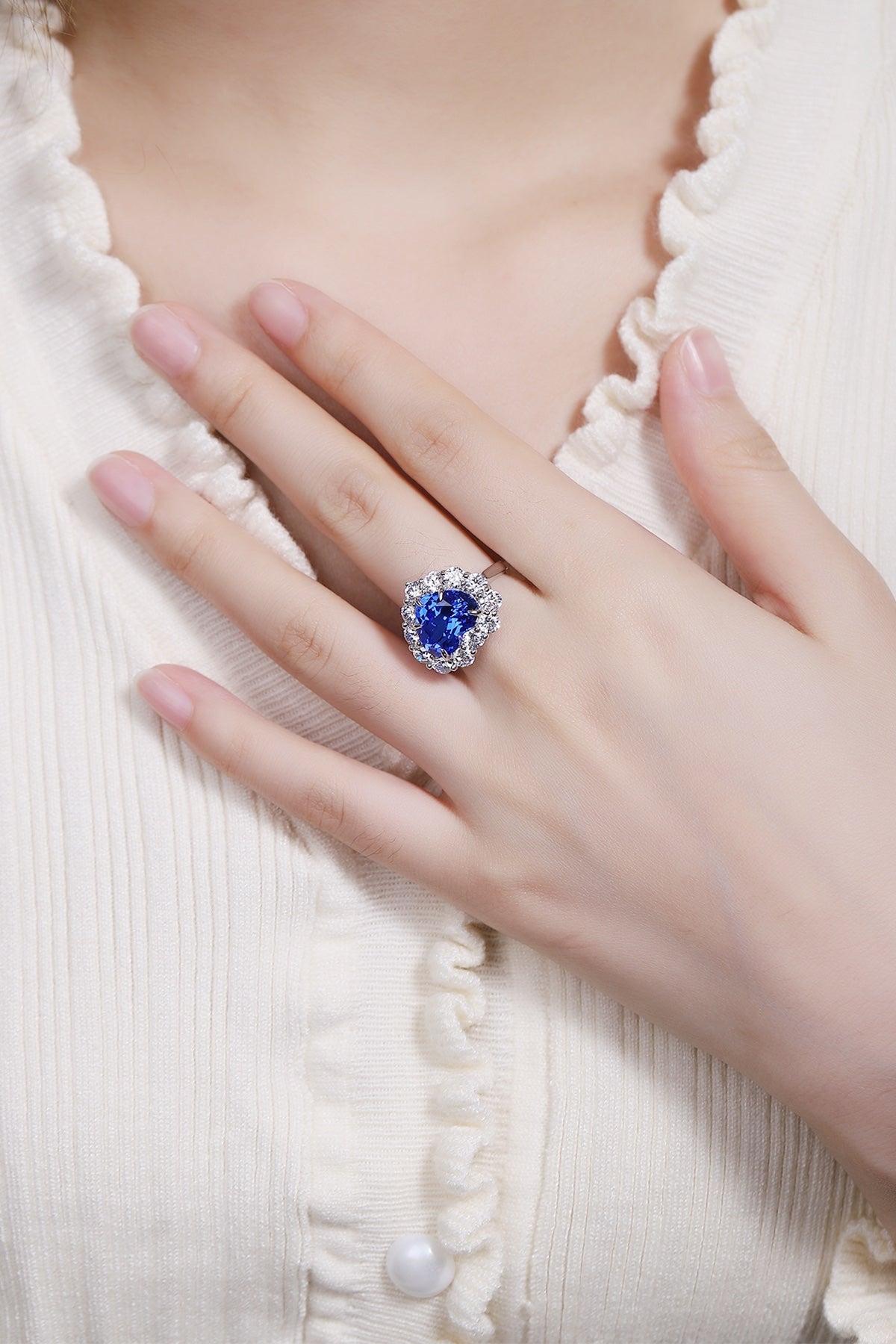 Sterling Silver Lab - Grown Cobalt Spinel Ring A – JR141Y