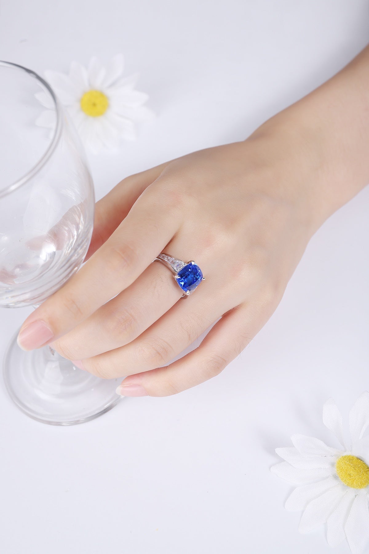 Sterling Silver Lab - Grown Cobalt Spinel Ring A – JR204Y