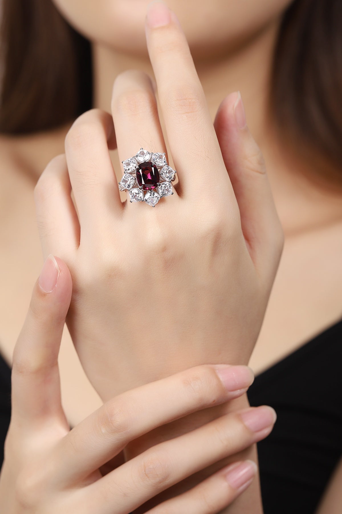 Sterling Silver Natural Garnet Ring W – JSR11351