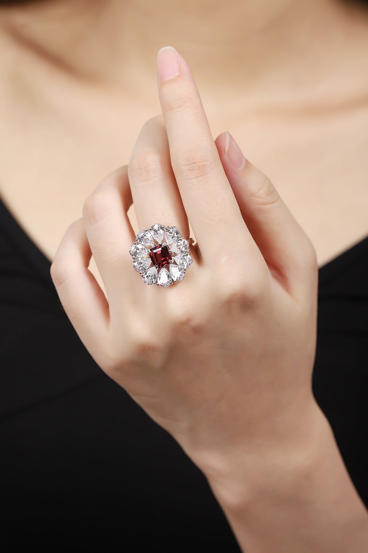 Sterling Silver Natural Garnet Ring W – JR92437