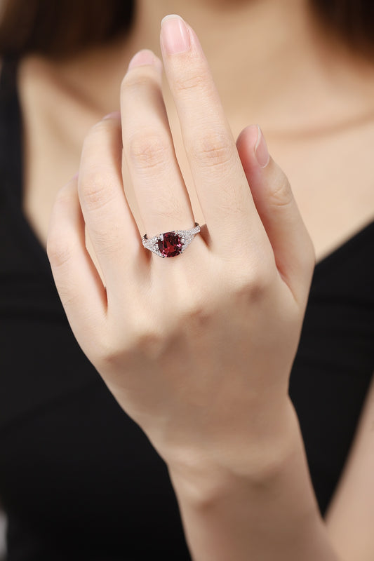 Sterling Silver Natural Garnet Ring W – JR92186