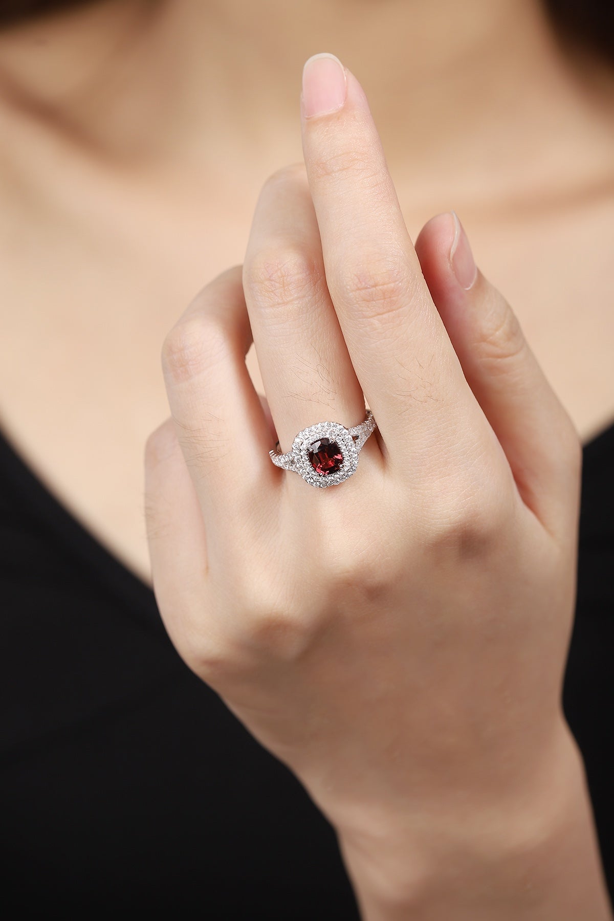 Sterling Silver Natural Garnet Ring W – JR92100