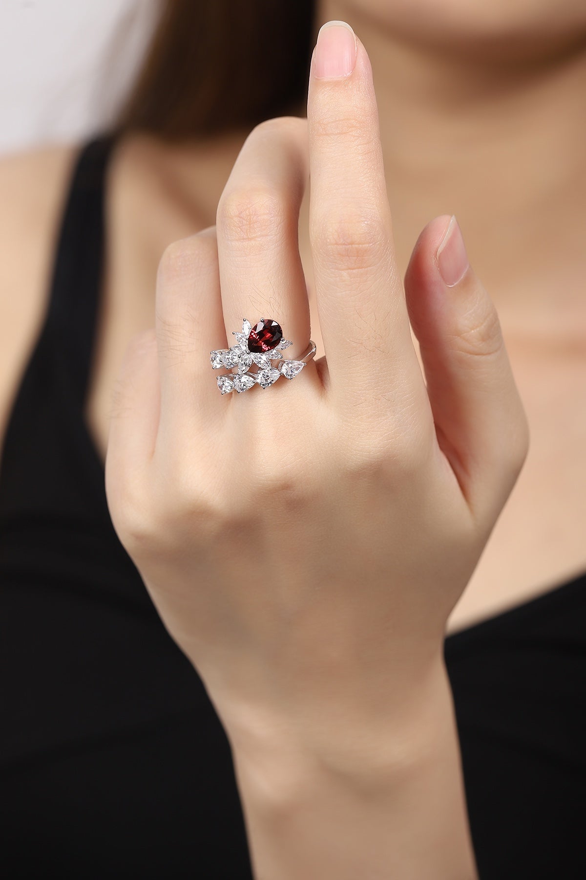 Sterling Silver Natural Garnet Ring W – JR401Y