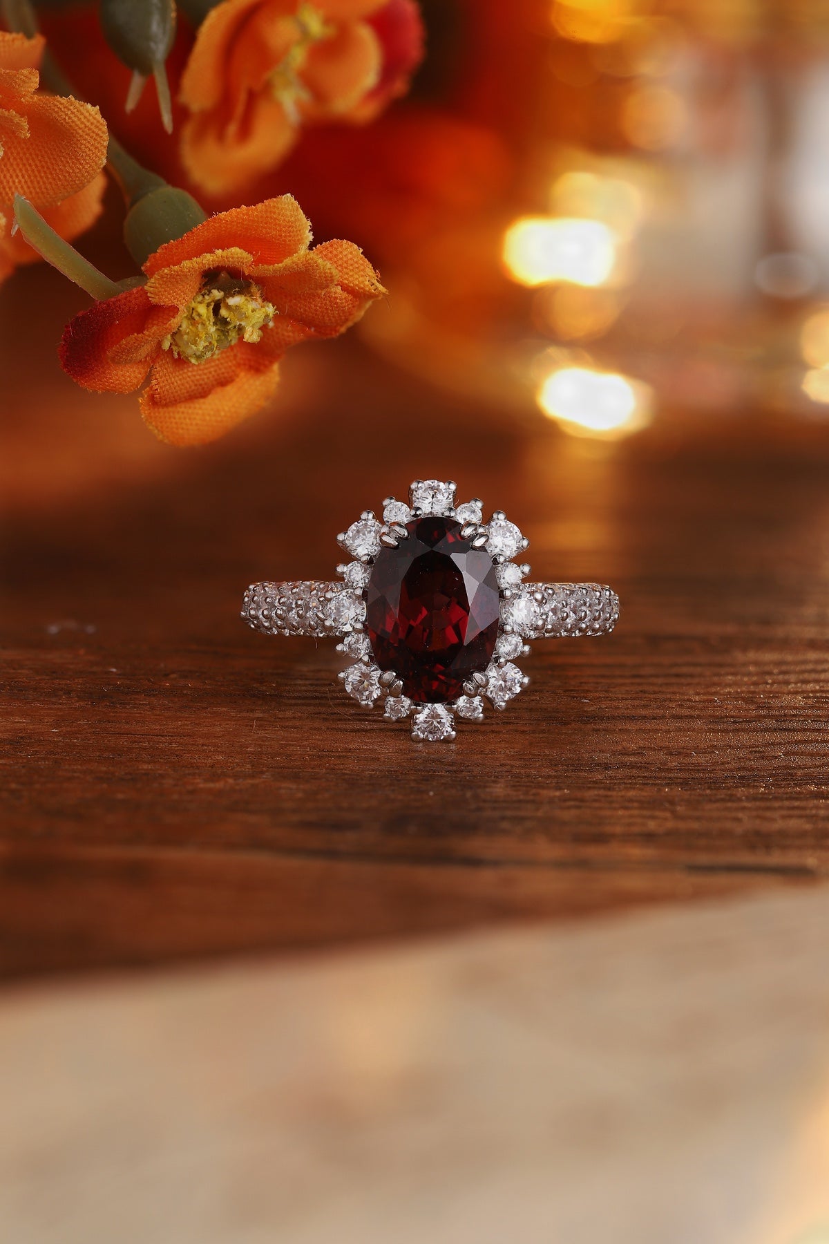 Sterling Silver Natural Garnet Ring W – JR207Y