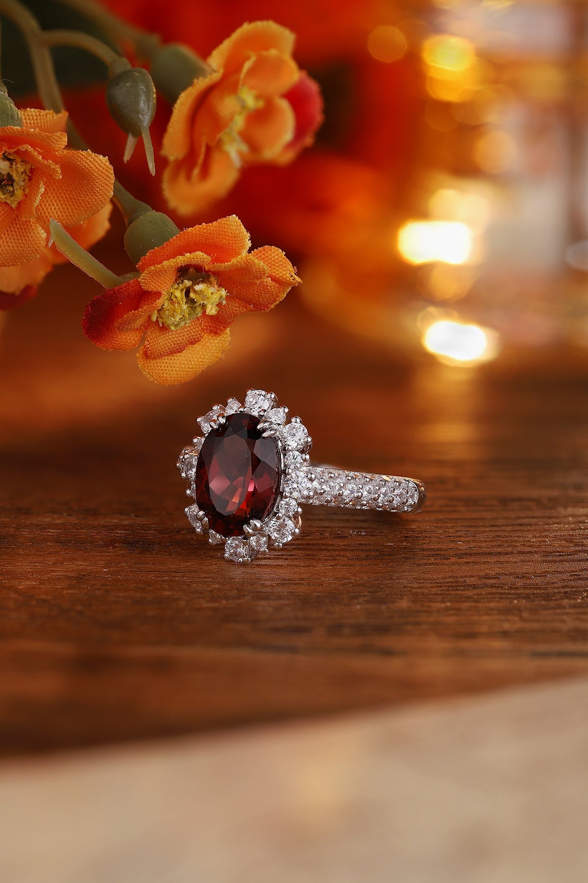 Sterling Silver Natural Garnet Ring W – JR207Y
