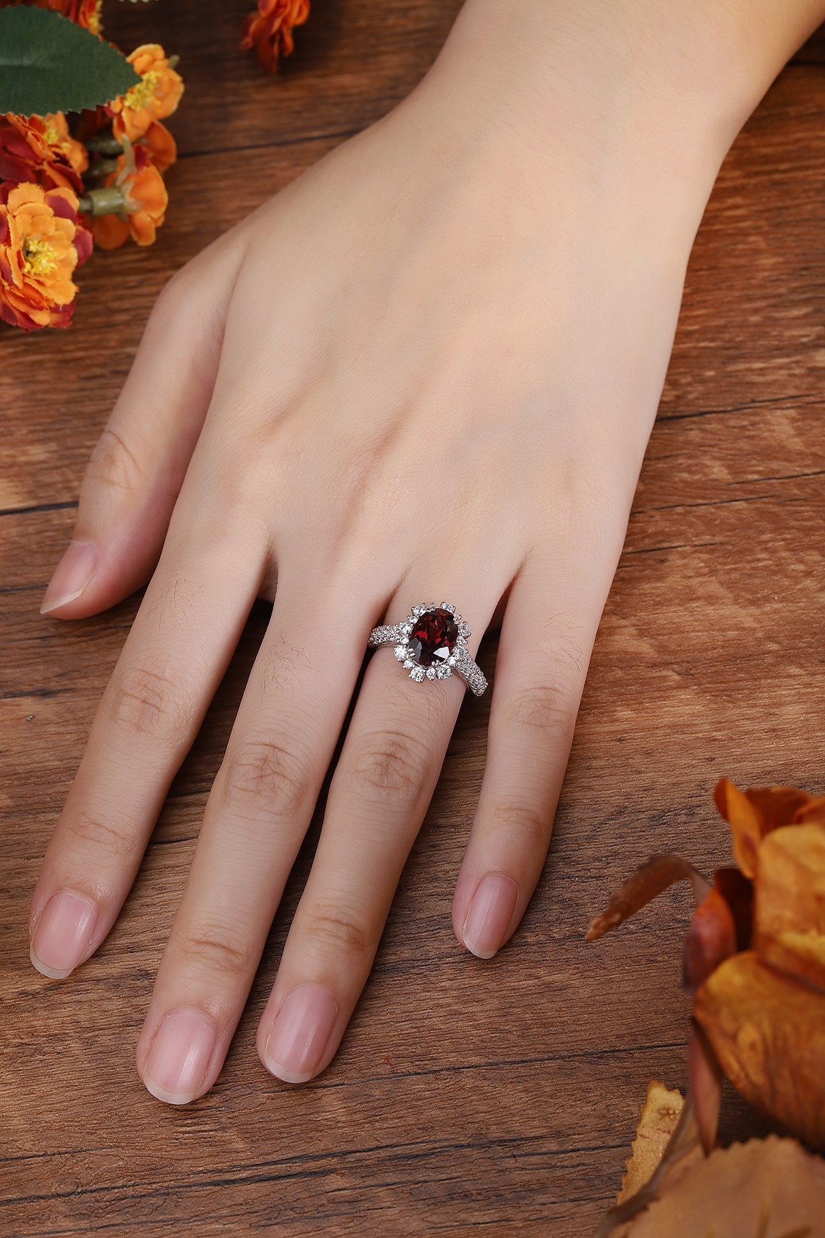 Sterling Silver Natural Garnet Ring W – JR207Y