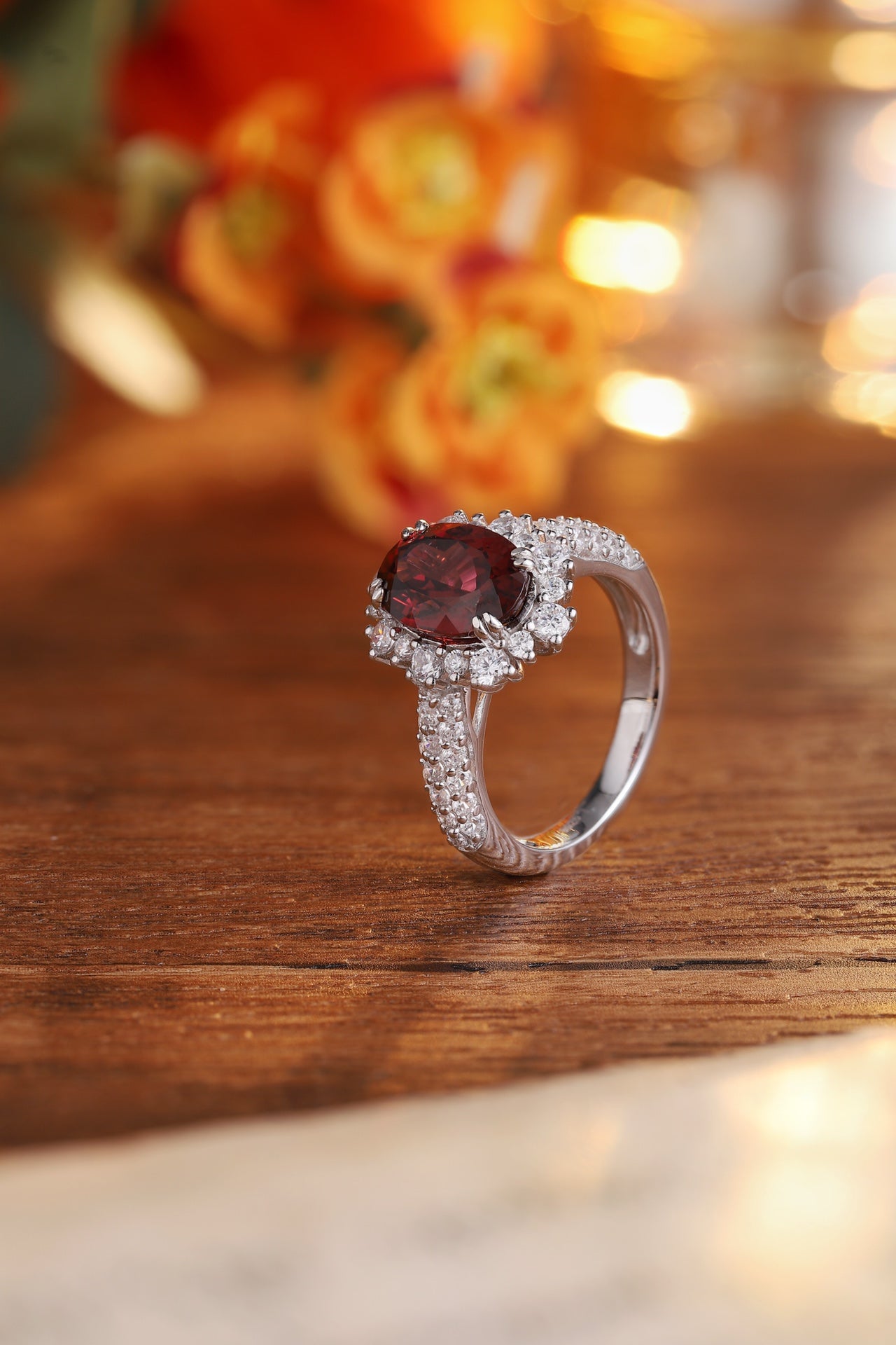 Sterling Silver Natural Garnet Ring W – JR207Y