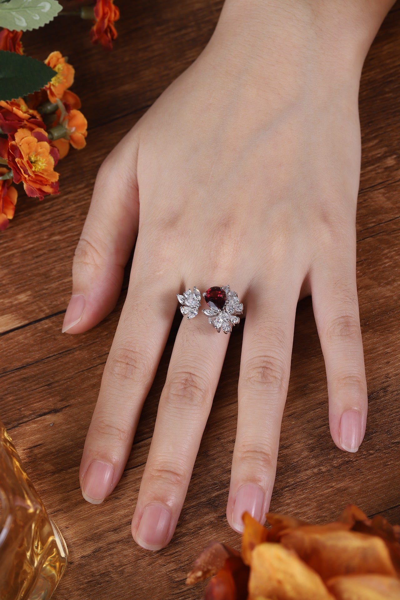 Sterling Silver Natural Garnet Ring A – JR92413