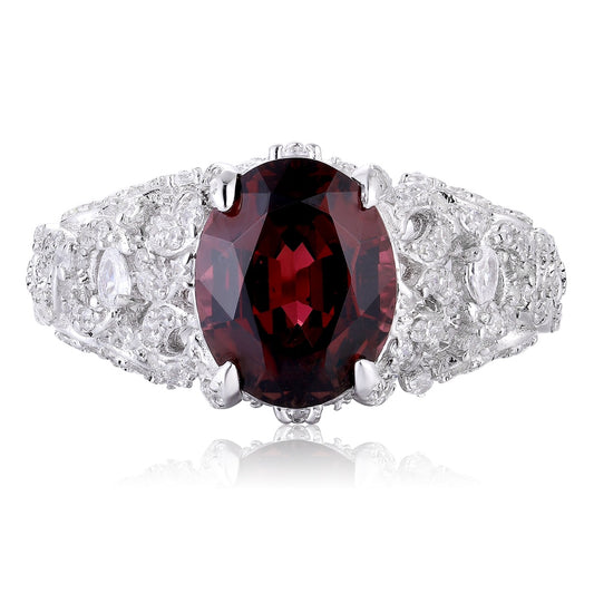 Sterling Silver Natural Garnet Ring W – JR92756