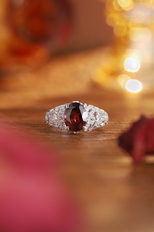 Sterling Silver Natural Garnet Ring W – JR92756