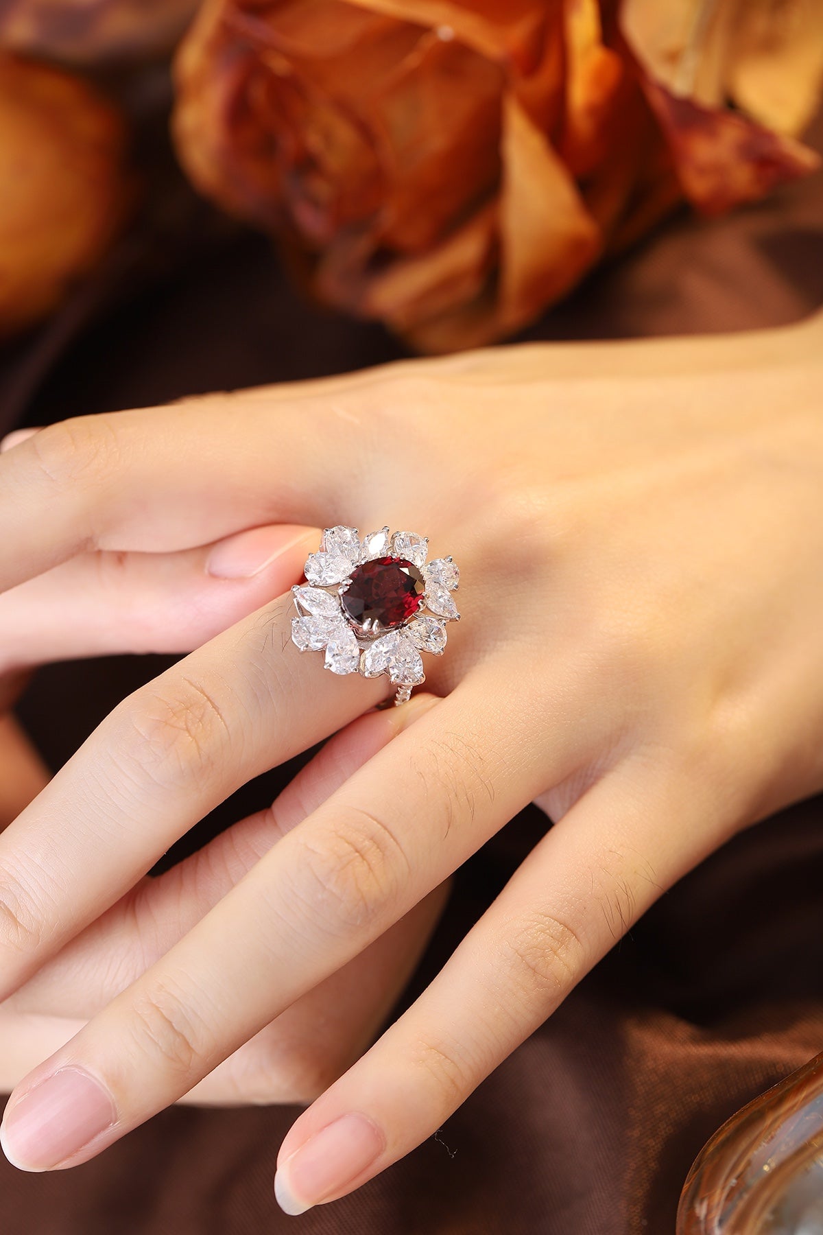 Sterling Silver Natural Garnet Ring W – JR92674