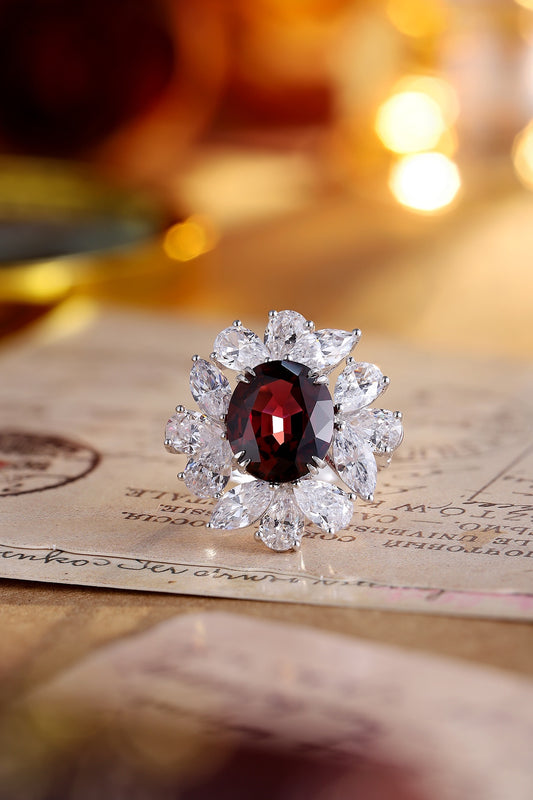 Sterling Silver Natural Garnet Ring W – JR238Y