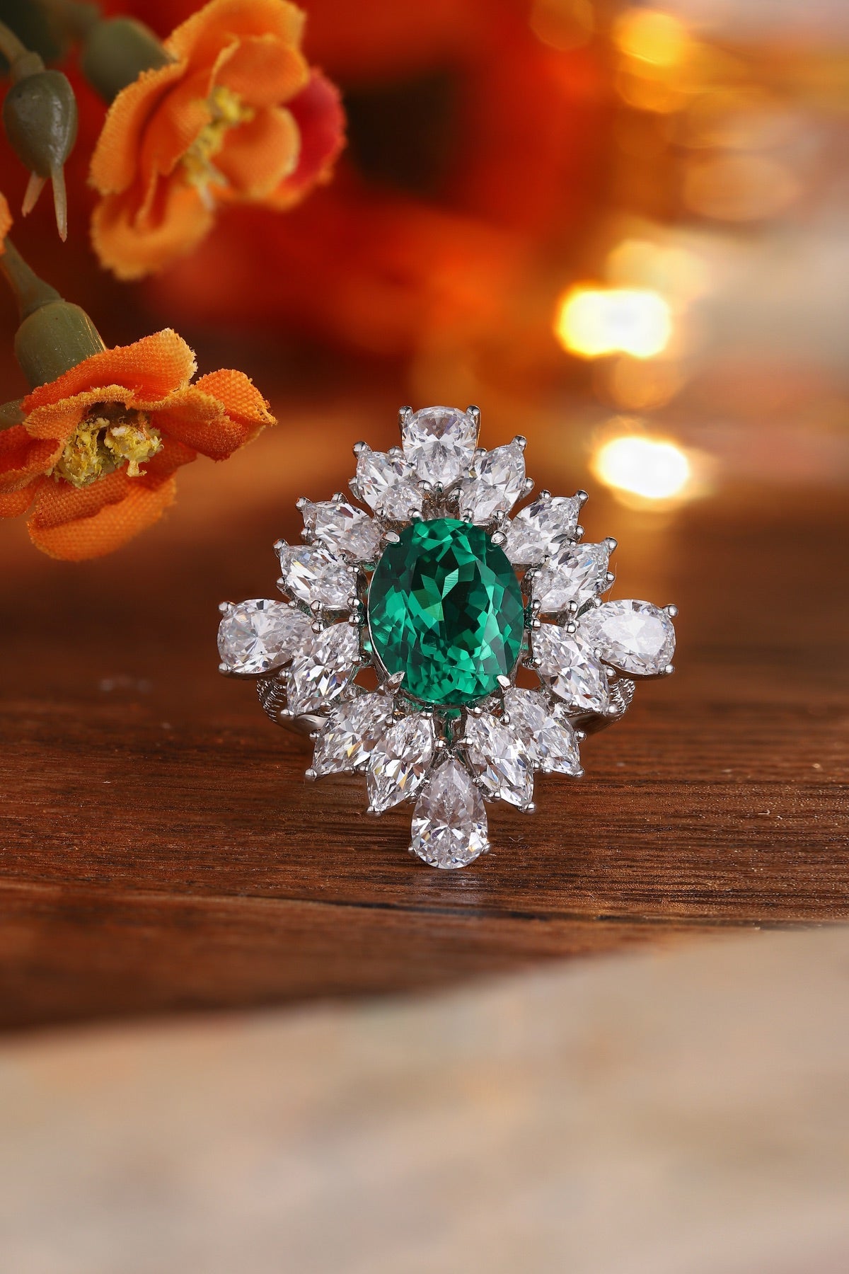 terling Silver Lab - Grown Emerald Ring A – JSEGR1262Y
