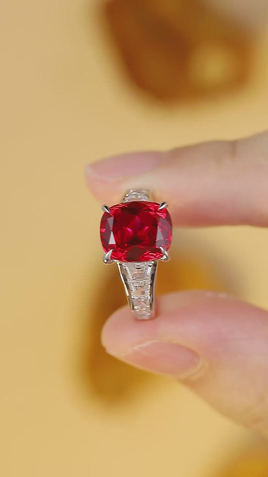 Sterling Silver Lab - Grown Ruby Ring A – JRURR204Y