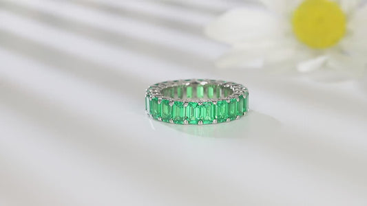 Sterling Silver Lab - Grown Emerald Ring A – JSEGR235Y