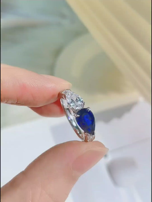Sterling Silver Lab - Grown Sapphire Ring A – JSABR402Y
