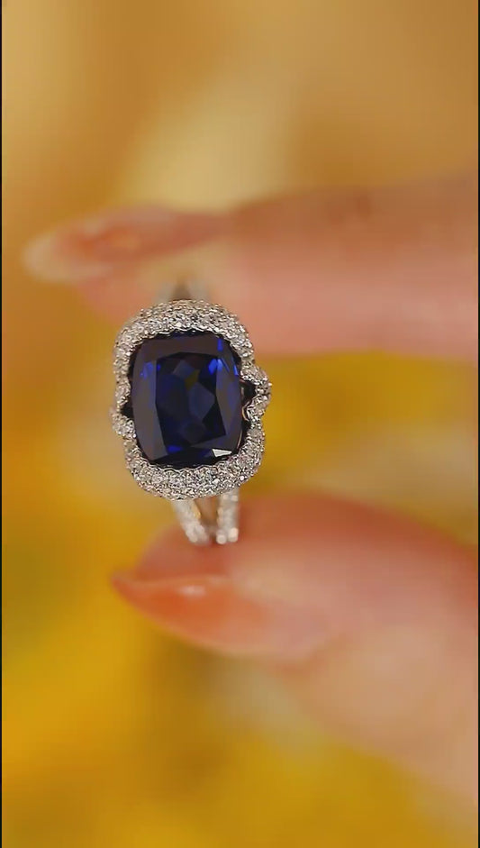 Sterling Silver Lab - Grown Sapphire Ring W – JSABR188Y