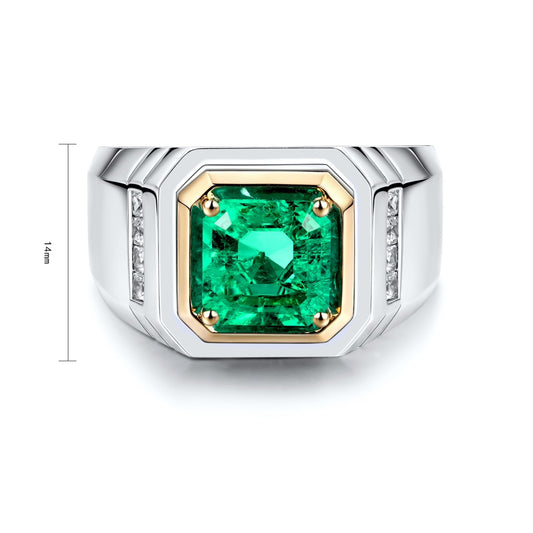 Sterling Silver Lab - Grown Emerald Ring A – JSEGR029Y