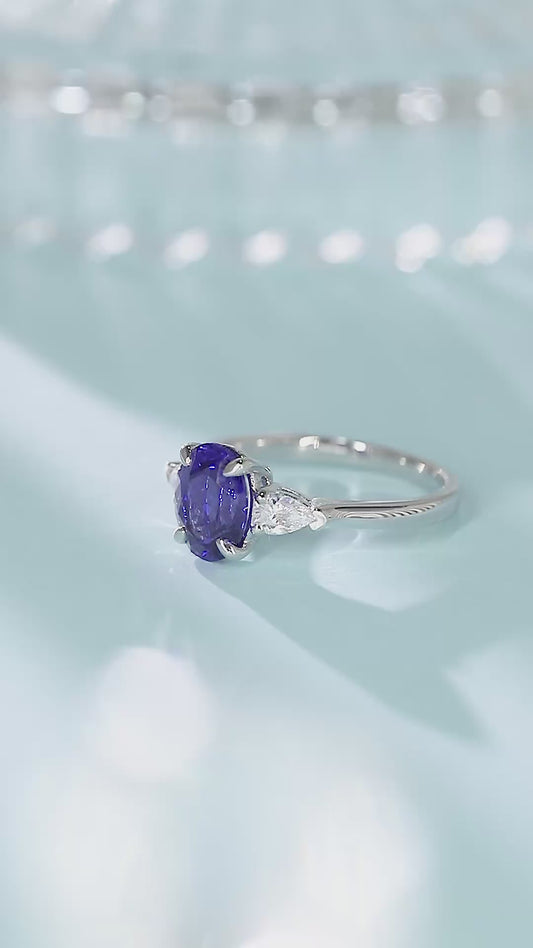 Sterling Silver Lab - Grown Sapphire Ring W – JSEGR130Y