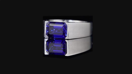 Sterling Silver Lab - Grown Sapphire Ring A for Men – JSABR022Y