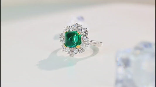 Sterling Silver Lab - Grown Emerald Ring A – JSEGR934Y