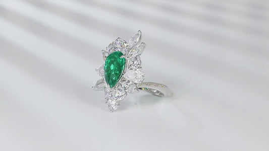 Sterling Silver Lab - Grown Emerald Ring A – JSEGR140Y