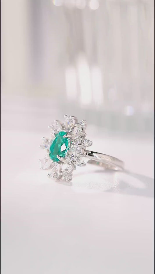 Sterling Silver Lab - Grown Emerald Ring A – JSEGR253Y