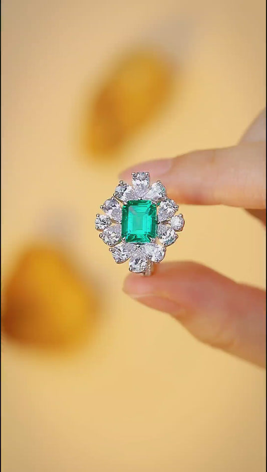 Sterling Silver Lab - Grown Emerald Ring A – JSEGR149Y