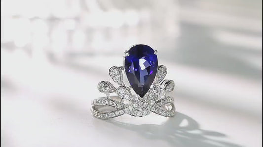 Sterling Silver Lab - Grown Sapphire Ring W – JSABR18305