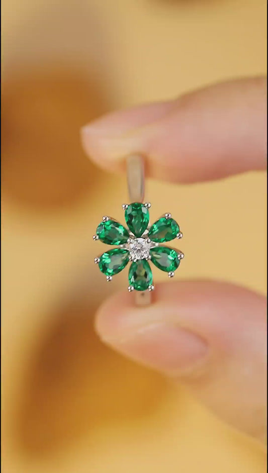 Sterling Silver Lab - Grown Emerald Ring A – JSEGR236Y