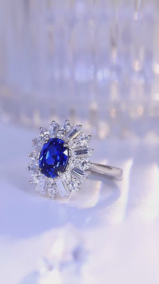 Sterling Silver Lab - Grown Sapphire Ring A – JSABR106Y