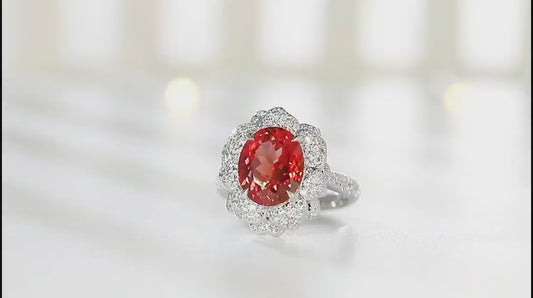 Sterling Silver Lab-Grown Padparadscha Sapphire Ring A – JR1224Y