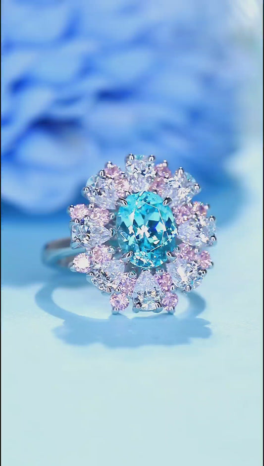 Sterling Silver Lab-Grown Paraiba Ring A – JR253-BY