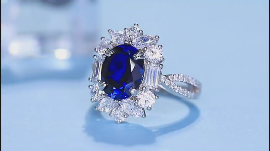 Sterling Silver Lab - Grown Sapphire Ring A – JSABR504Y