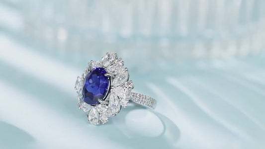 Sterling Silver Lab - Grown Sapphire Ring W – JSABR147Y