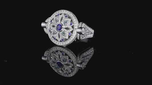 Sterling Silver Lab - Grown Paraiba Sapphire Ring A – JSABR1488Y
