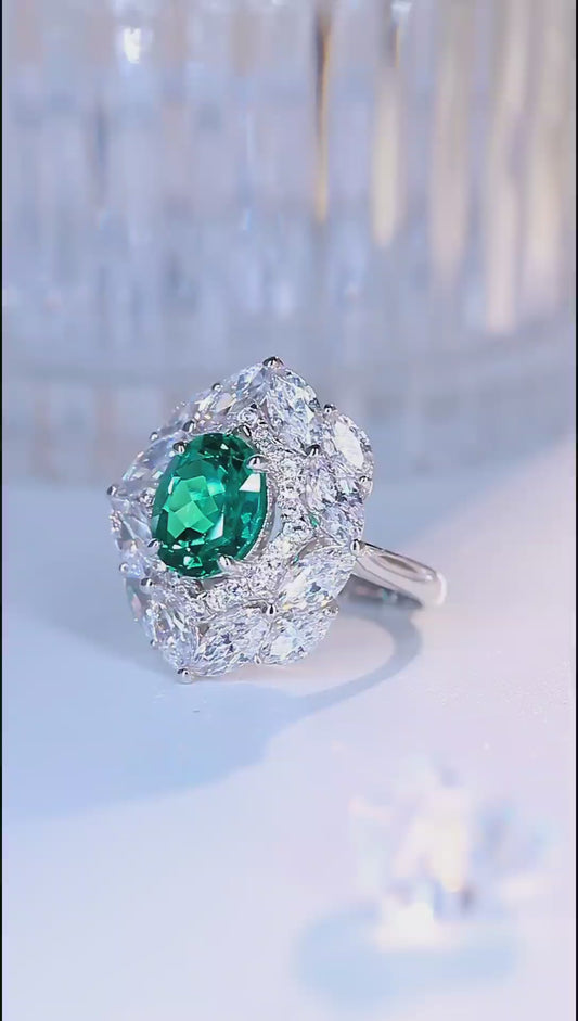 Sterling Silver Lab - Grown Emerald Ring A – JSEGR92554