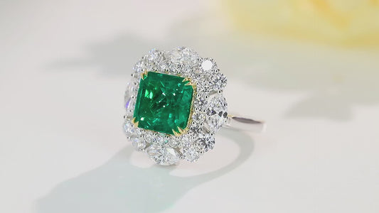 18K Gold Lab - Grown Emerald Ring & Pendant Two - in - One Style A – JSEGR695A