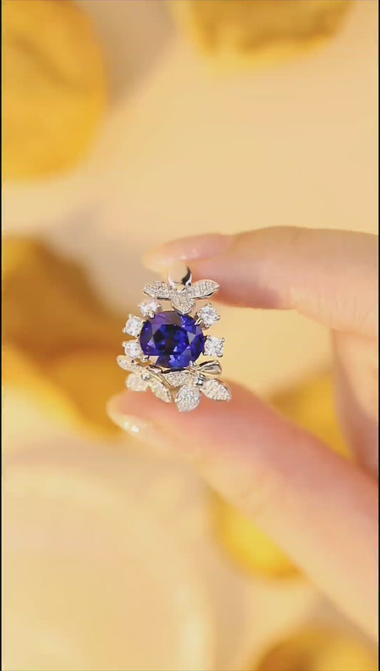 Sterling Silver Lab - Grown Sapphire Ring W – JSABR186Y