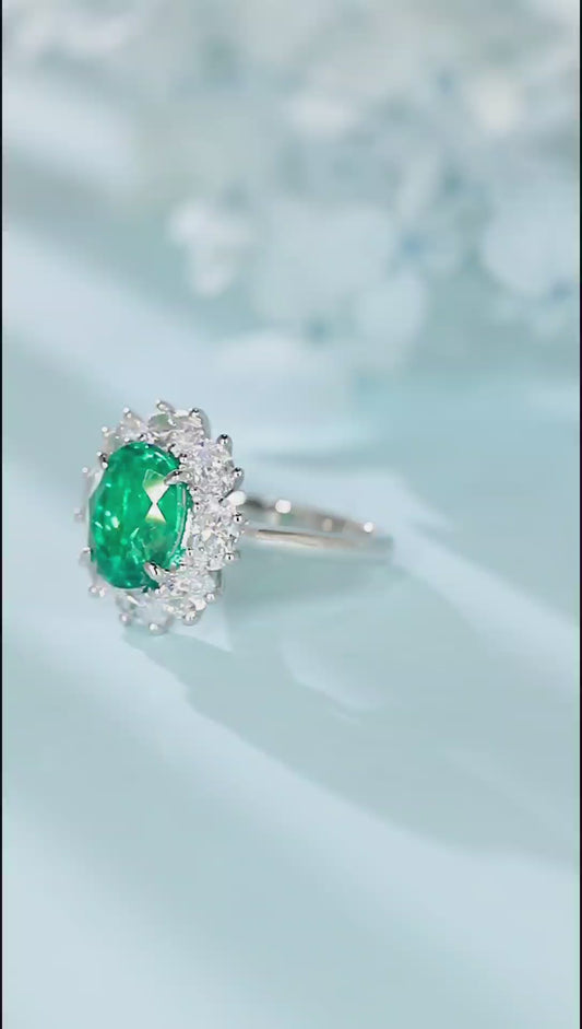 Sterling Silver Lab - Grown Emerald Ring A – JSEGR139Y