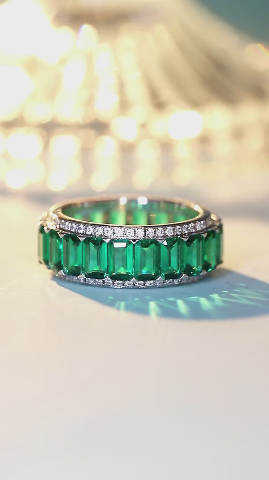 Sterling Silver Lab - Grown Emerald Ring A – PR707Y