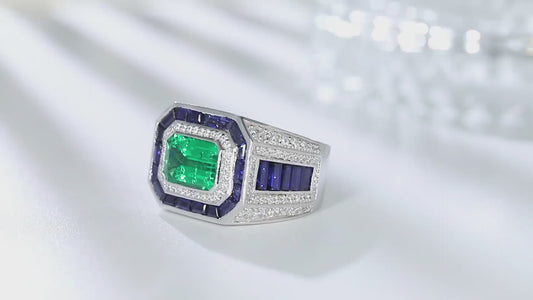 Sterling Silver Lab - Grown Emerald Ring A – JSEGR232Y