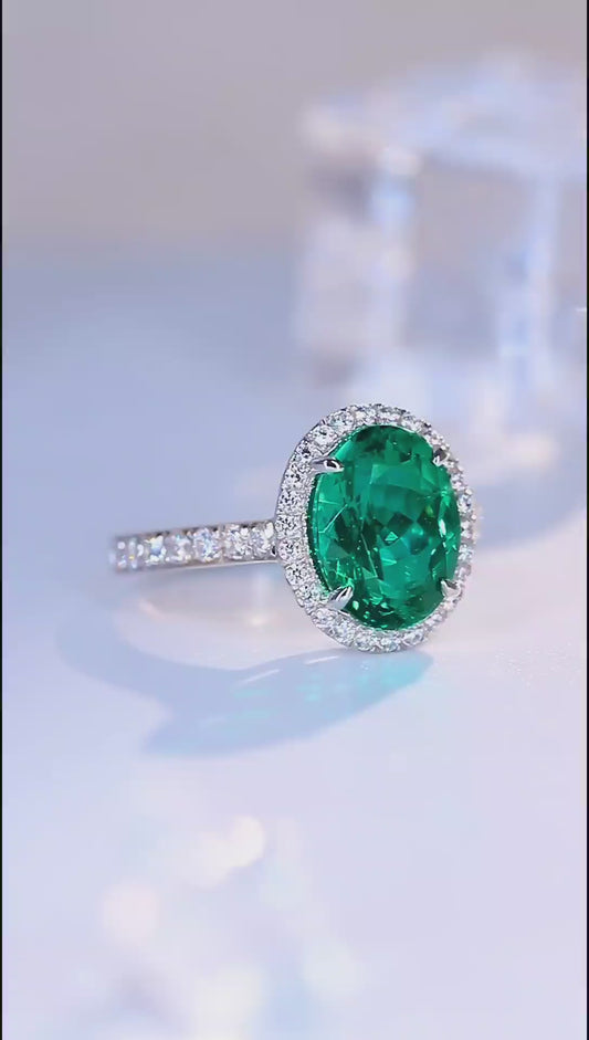 Sterling Silver Lab - Grown Emerald Ring A – JSEGR689Y