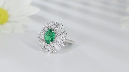 Sterling Silver Lab - Grown Emerald Ring A – JSEGR195Y
