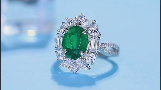 Sterling Silver Lab - Grown Emerald Ring A – JSEGR504Y