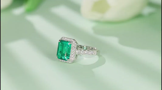 Sterling Silver Lab - Grown Emerald Ring A – JSEGR1214Y