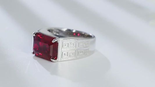 Sterling Silver Lab-Grown Ruby Men's Ring A – JRURR1029Y