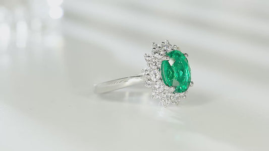 Sterling Silver Lab - Grown Emerald Ring A – JSEGR268Y