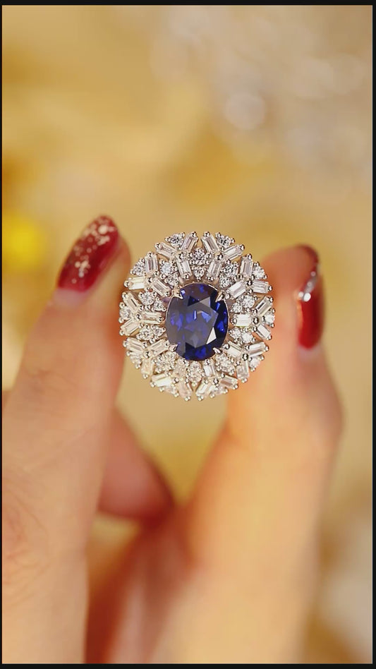 Sterling Silver Lab - Grown Sapphire Ring A – JSABR120Y