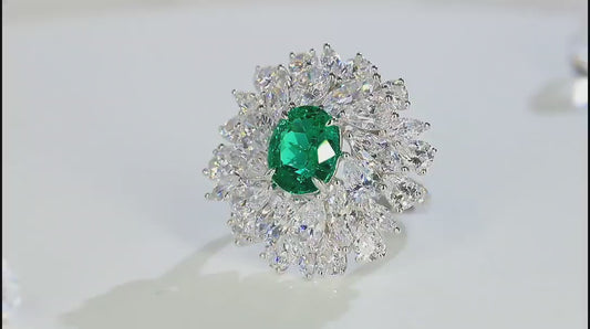 Sterling Silver Lab - Grown Emerald Ring A – JSEGR92696